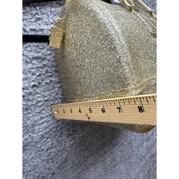 NWT Furla Oro Glam Gold Glitter Candy Bag Satchel w/ Box $228 - Picture 11 of 11
